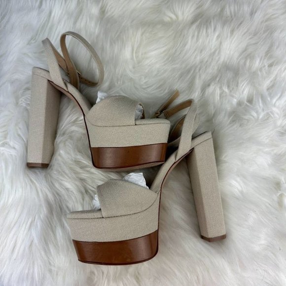 SCHUTZ Cream and Tan Platform Heels - Picture 6 of 8